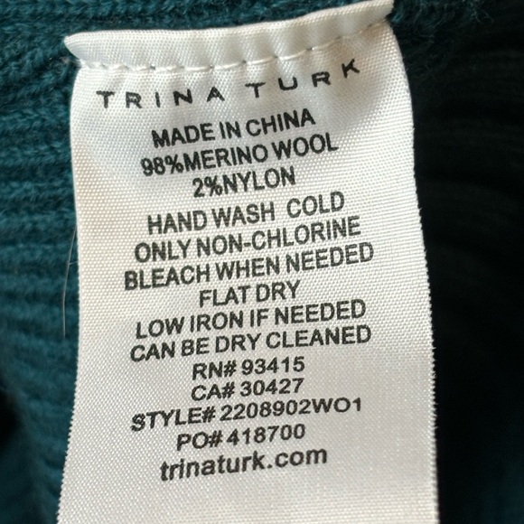 Trina Turk Chloe Ruffle Pullover In Bayberry Medium - Picture 7 of 7